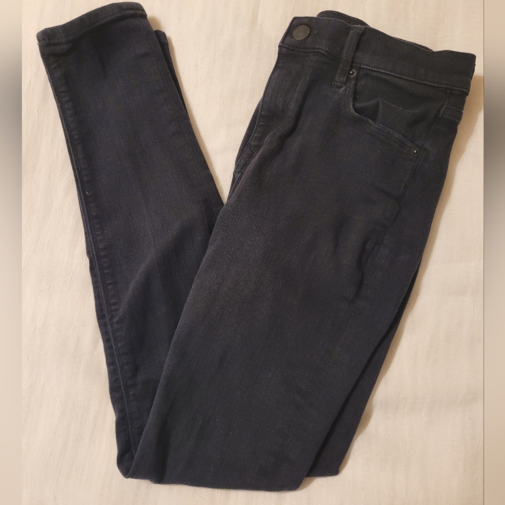 Express Women's Mid Rise Strech Black Denim Skinny Jeans